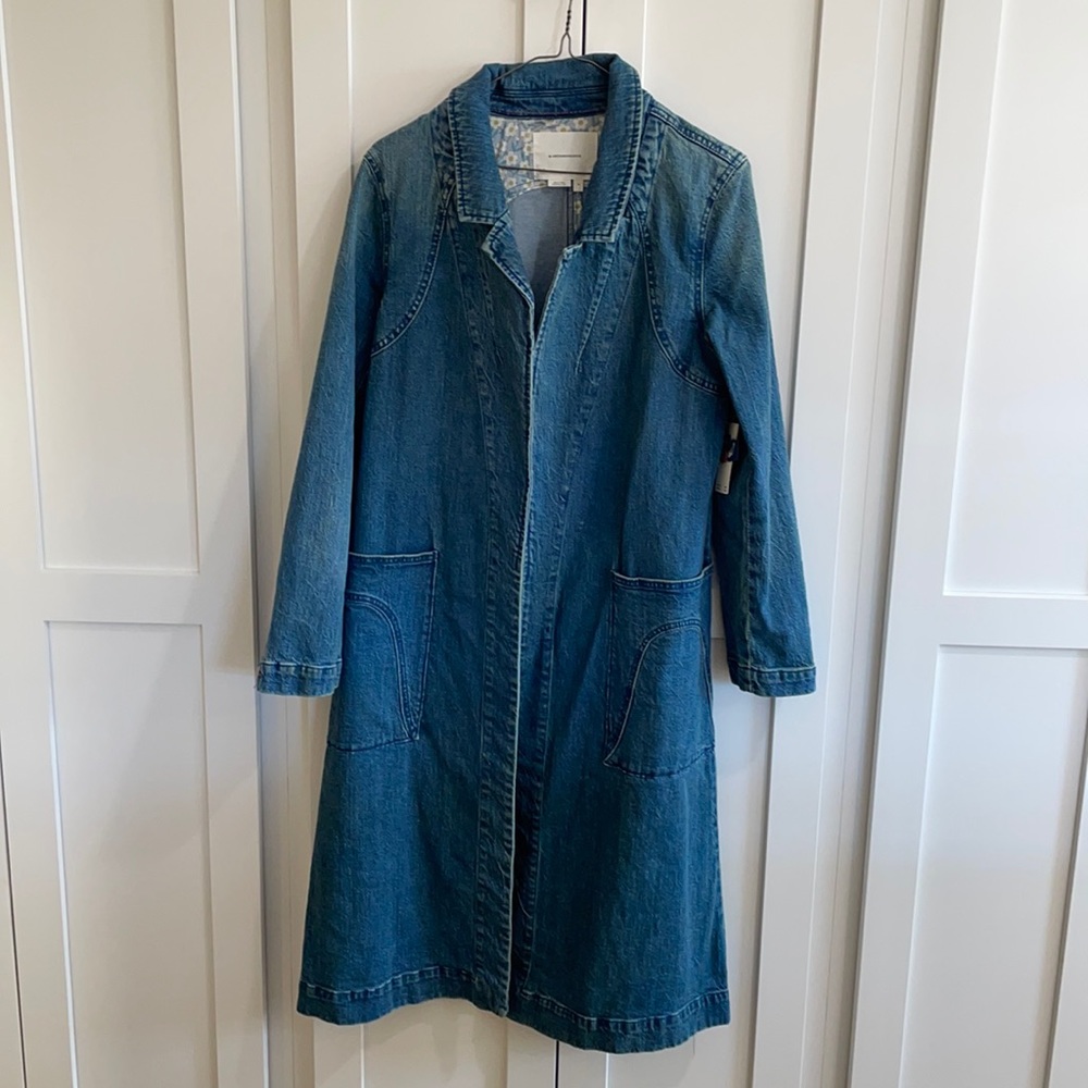 Anthropologie denim trench coat size sm NWT